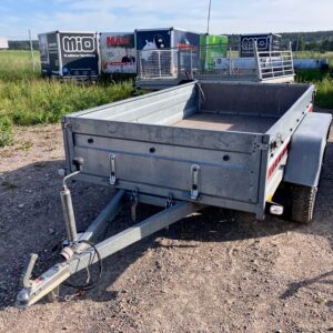 Begagnad o-bromsad flakvagn med 2-hjulaxlar EML685 - Bild 2
